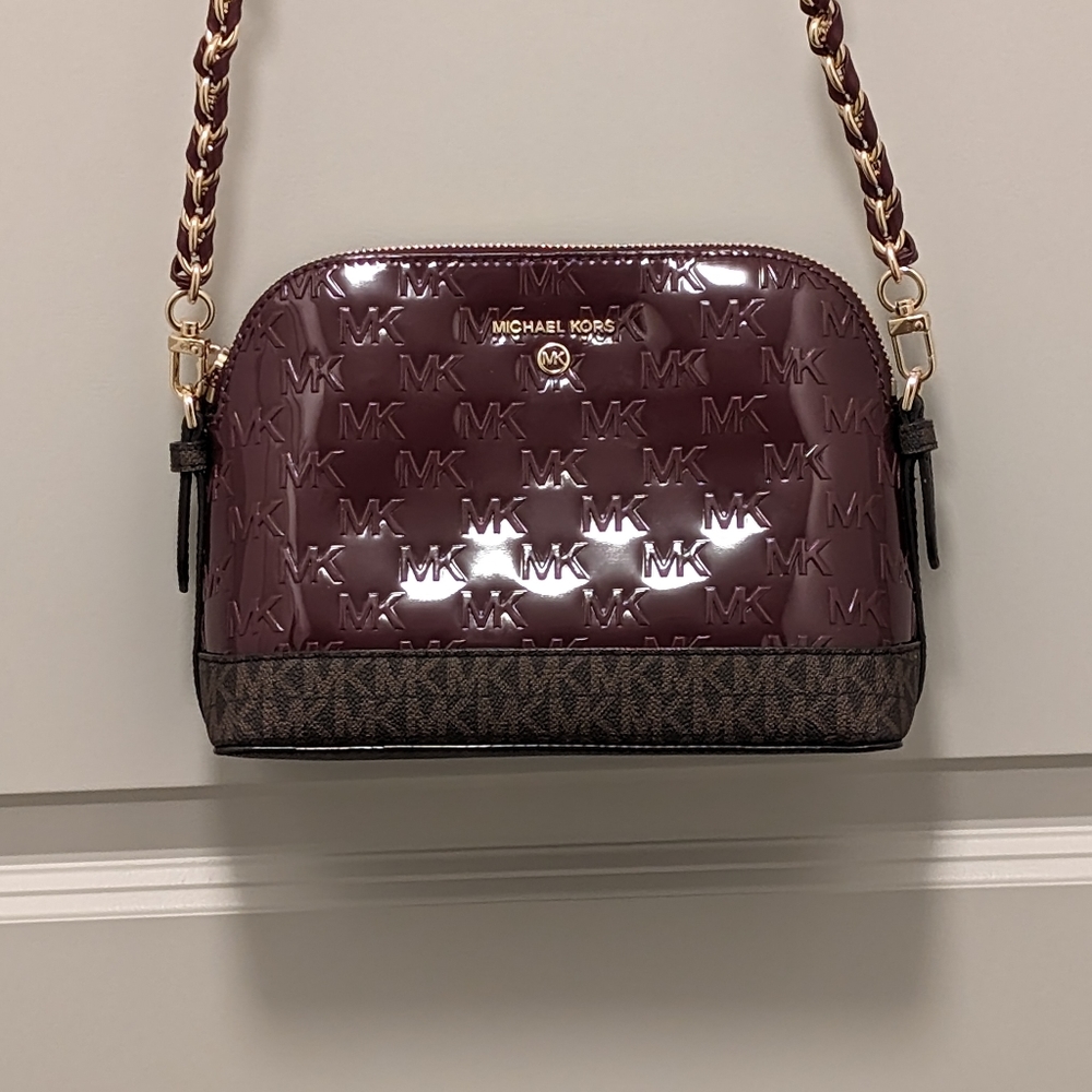 Michael kors embossed maroon crossbody purse NWOT